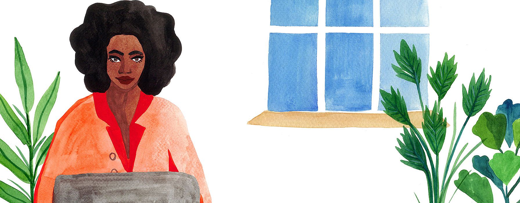 illustrated woman working