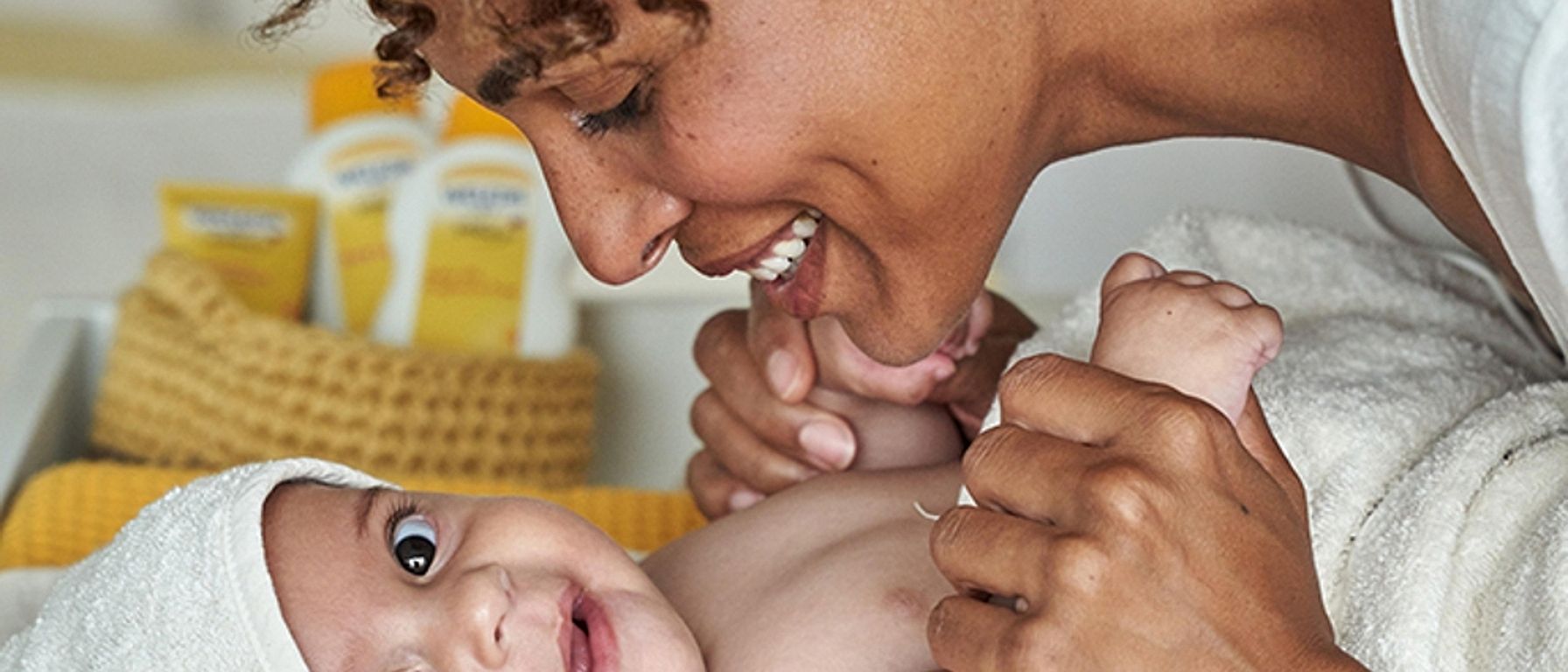 mother and baby having fun