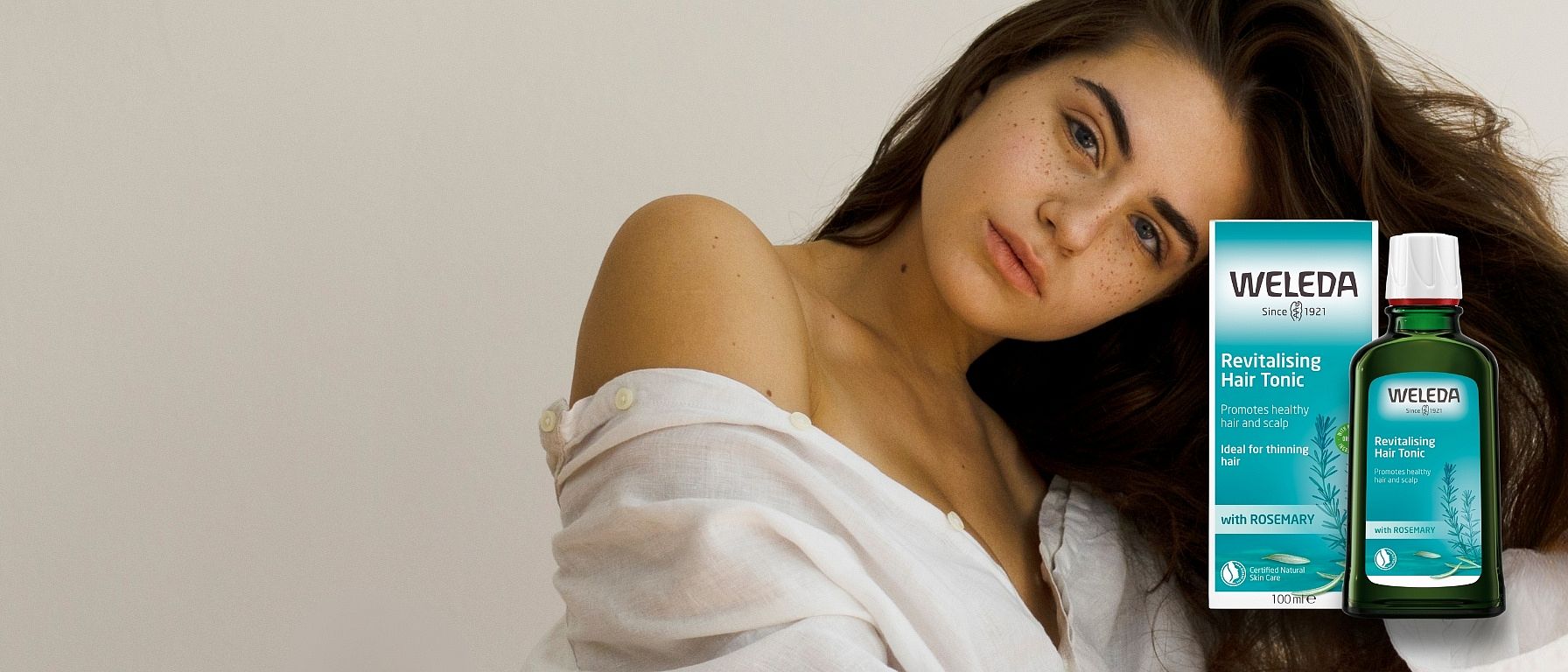 With organic rosemary oil, face and hair