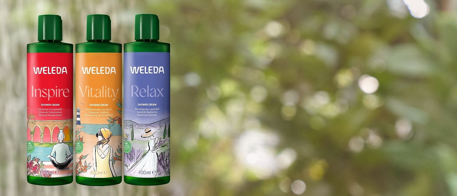Weleda Body Wash Shower Creams Vitality, Inspire, Relaxare now available in 400ml