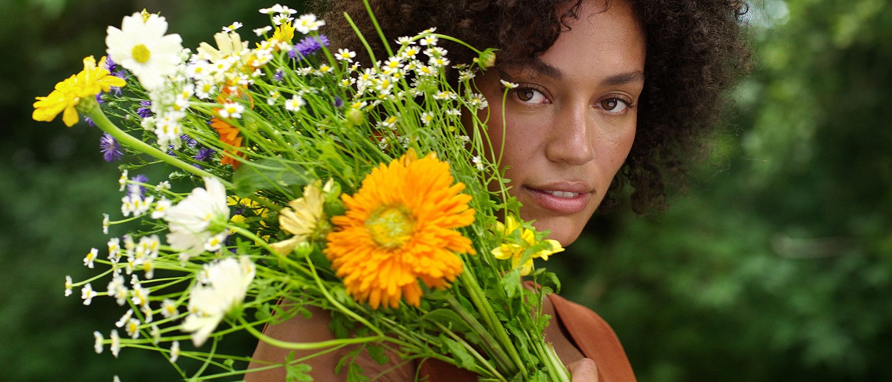 Woman holding flowers