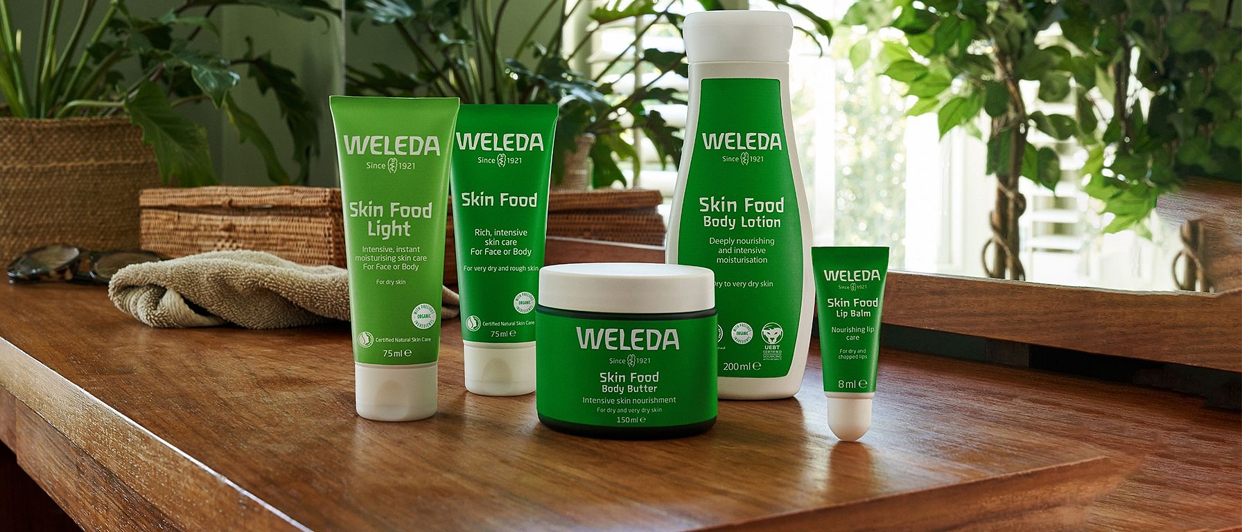 Weleda Skin Food range on a table