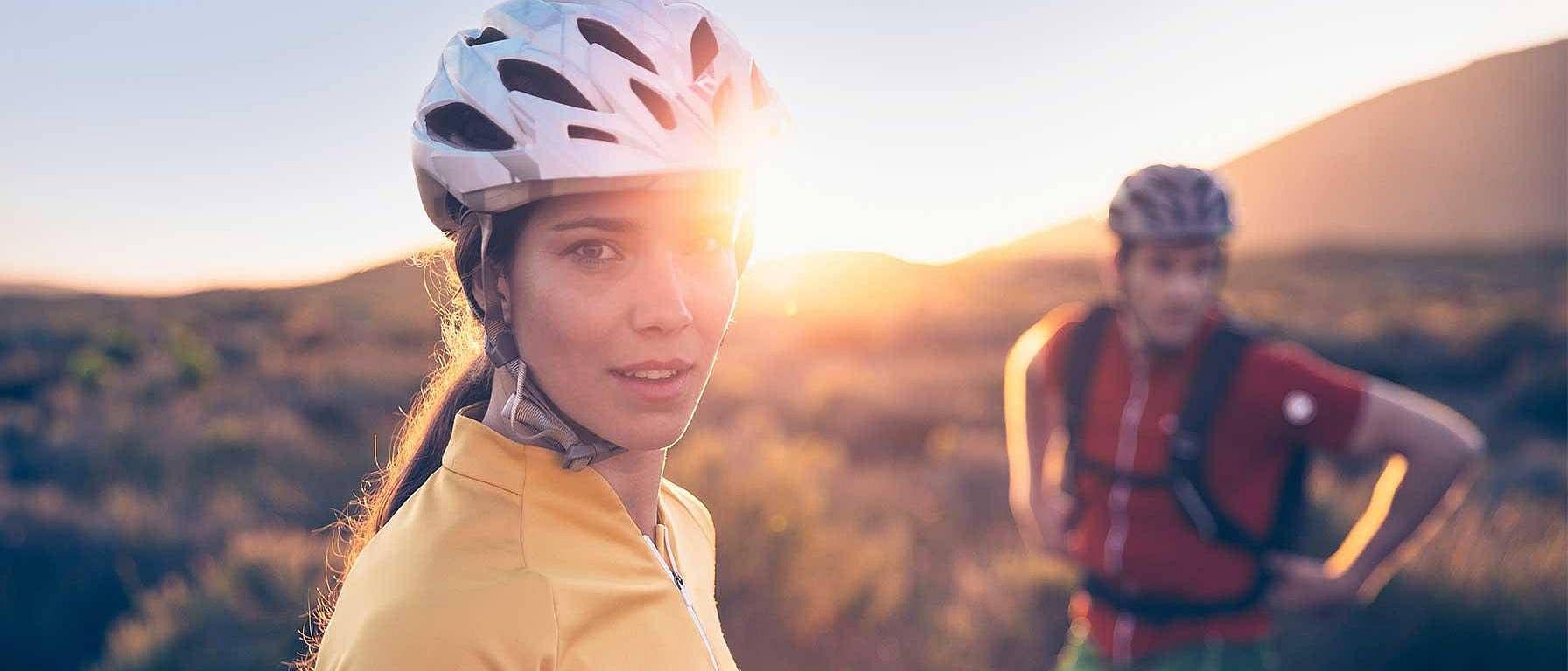 Girl wearing helmet