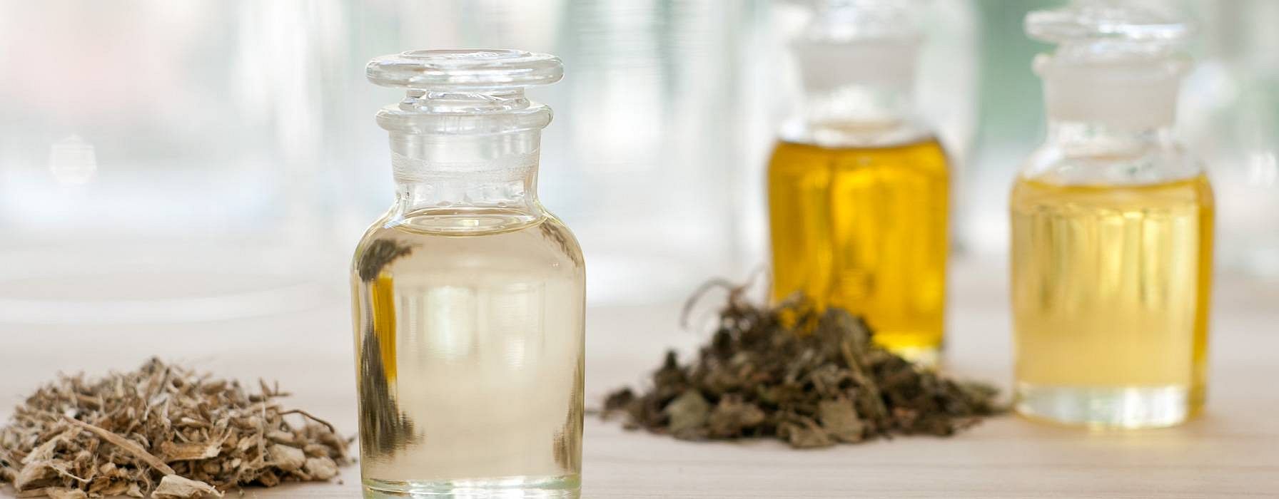Oils in glass bottles