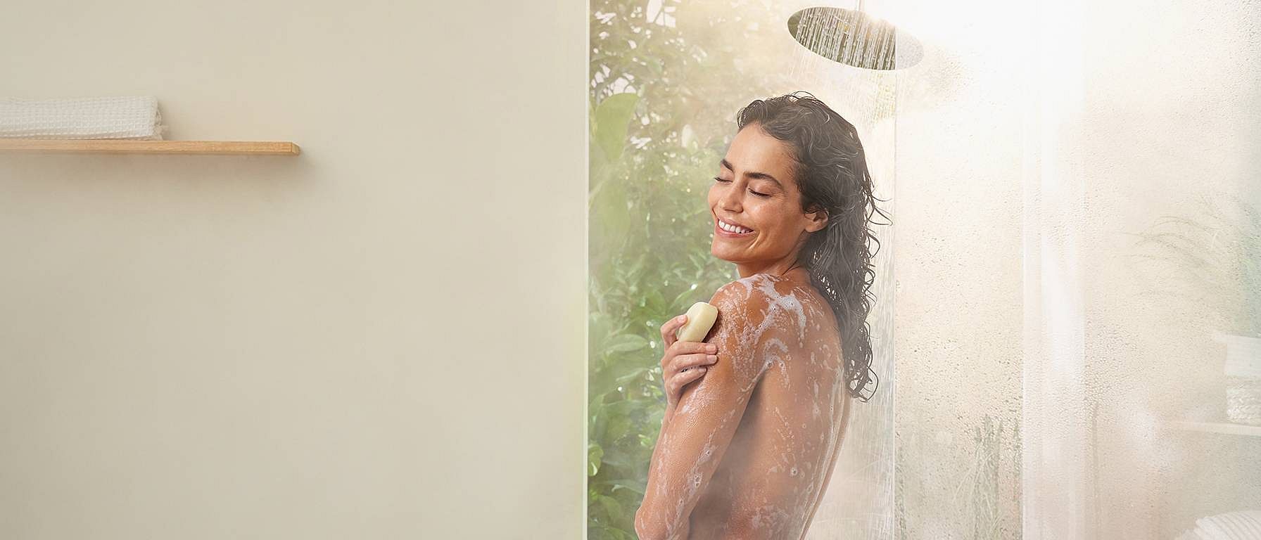 Woman showering