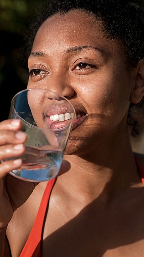 woman drinking water