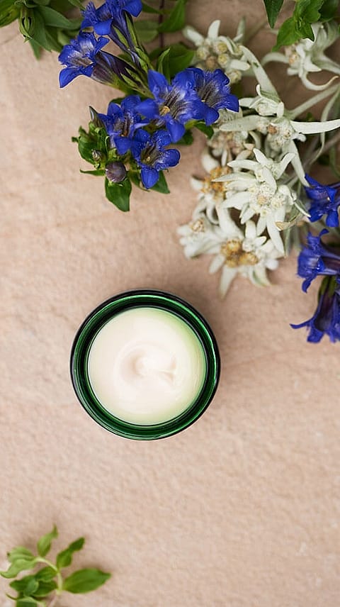 Weleda blue gentian face cream jar