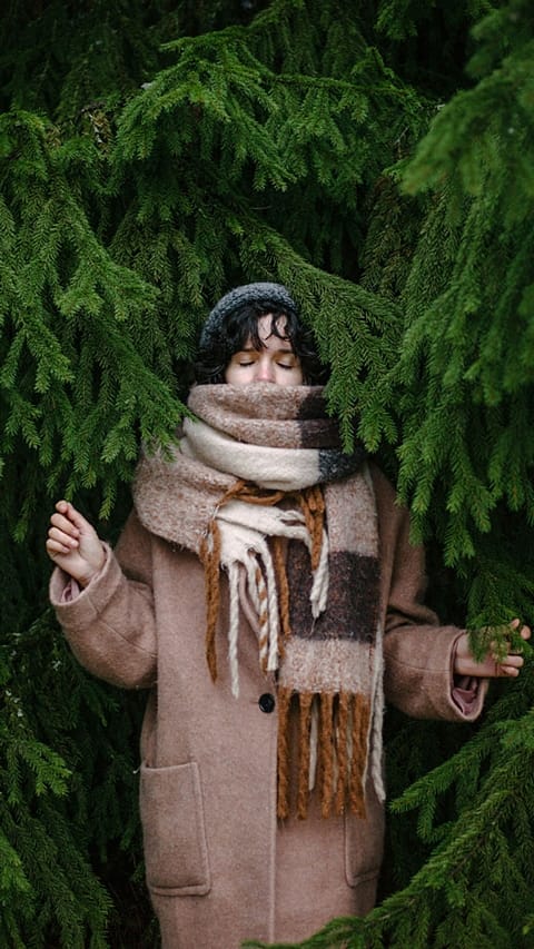 Woman smell forest