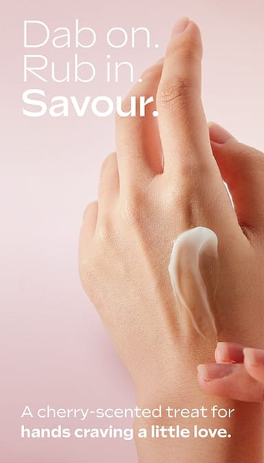 very cherry hand cream texture on hand