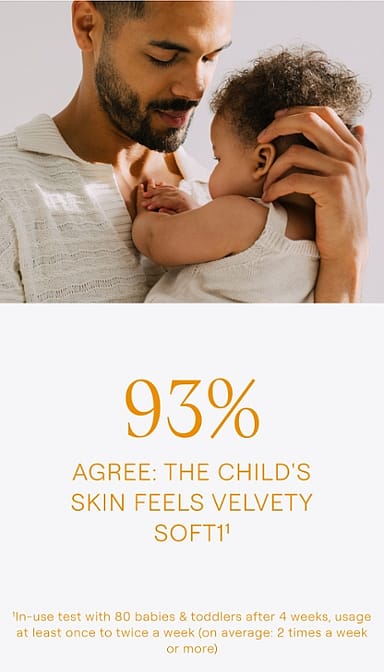 Father is holding Baby in its arm with text.