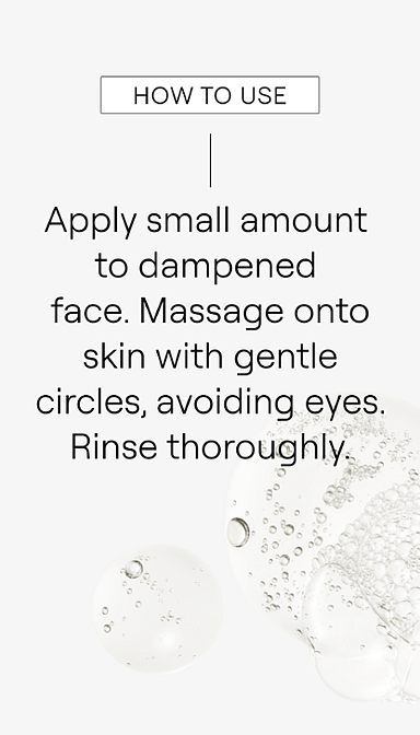 Deep Cleansing Gel product texture on grey background with text on how to use.