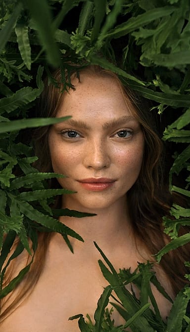 girl between leaves