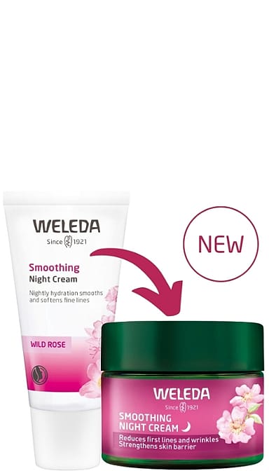 Smoothing Night Cream Wild Rose & White Tea new packaging.