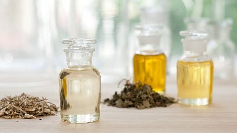 Oils in glass bottles