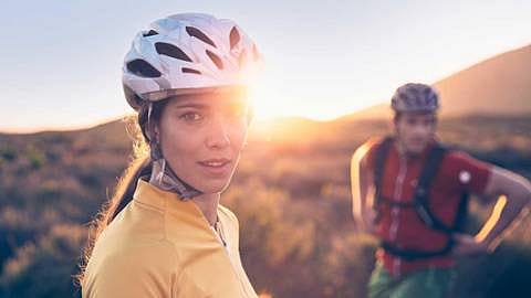 Girl wearing helmet