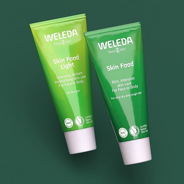 Weleda Skin Food Light and Skin Food Original in aluminium tubes.