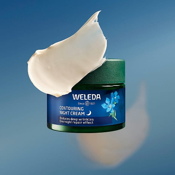 Weleda Contouring Night Cream jar and cream texture