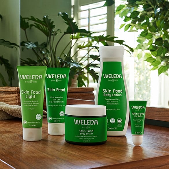 Weleda Skin Food Range on table