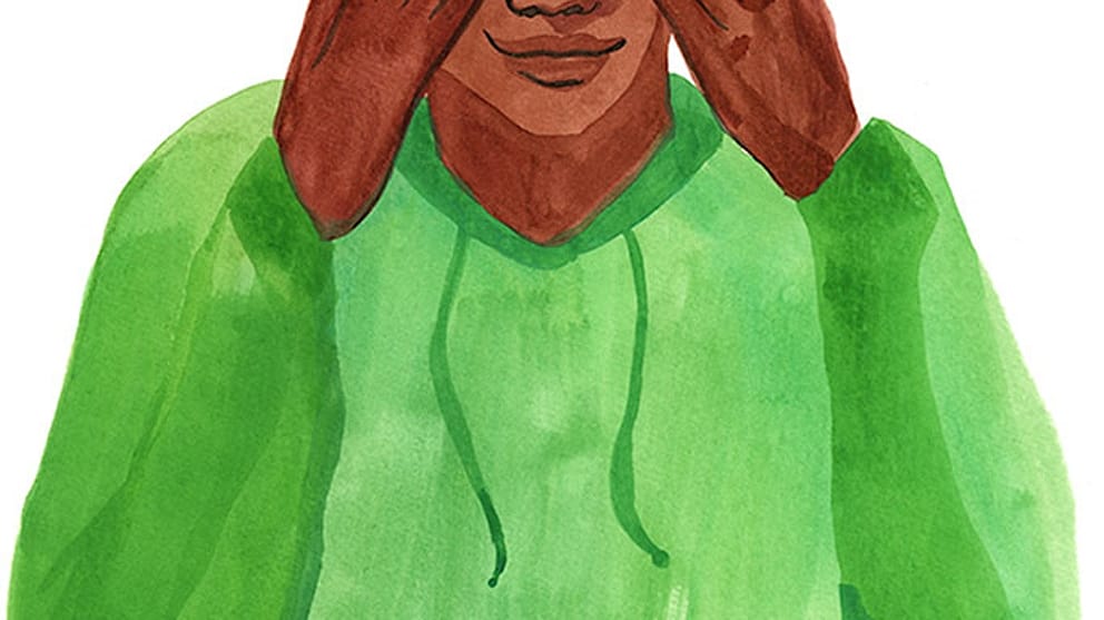 man shutting his eyes