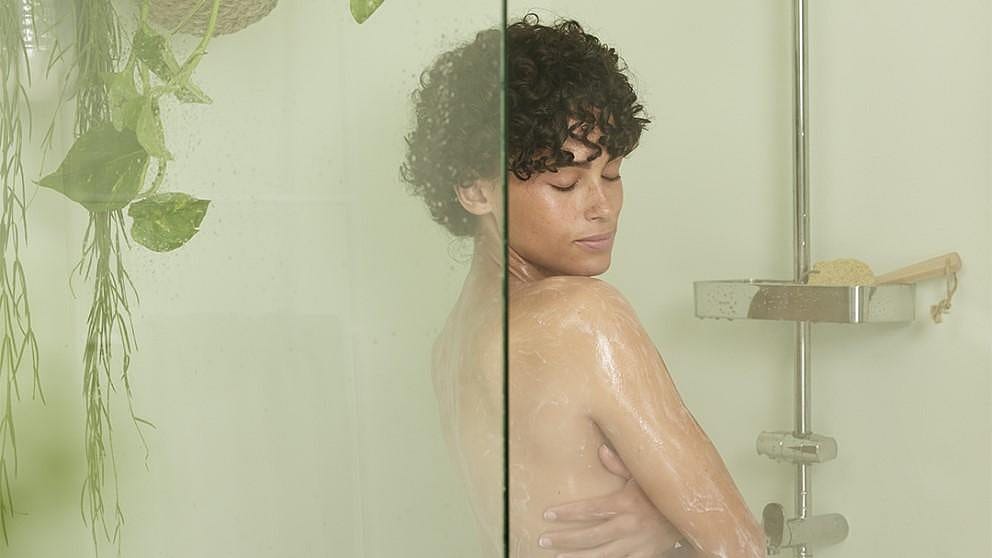 Woman in shower.