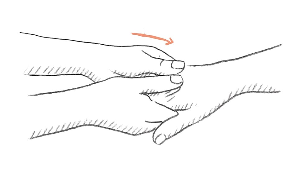 Diagram of hand massage.
