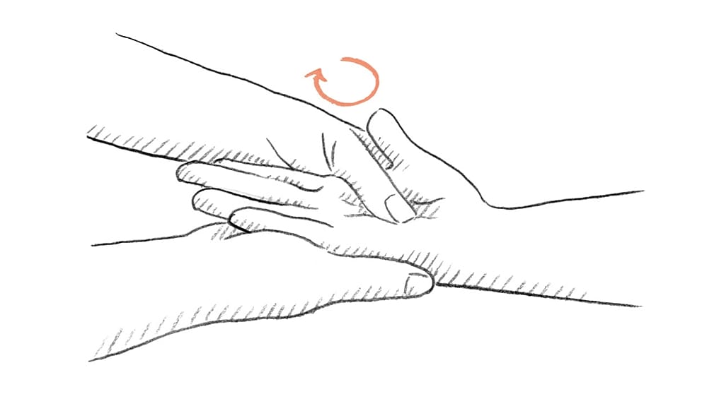 Diagram of hand massage.