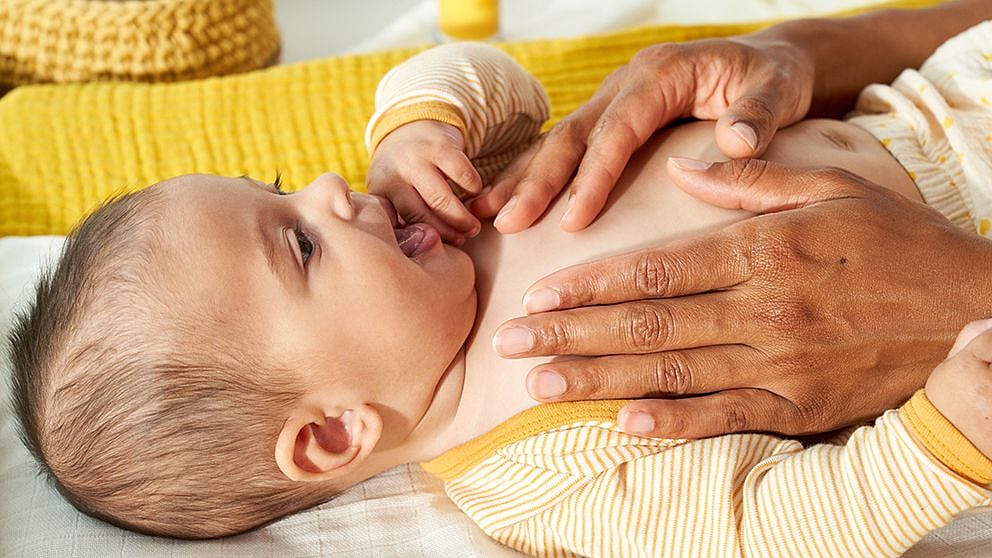 Baby massage with Weleda Baby Oil