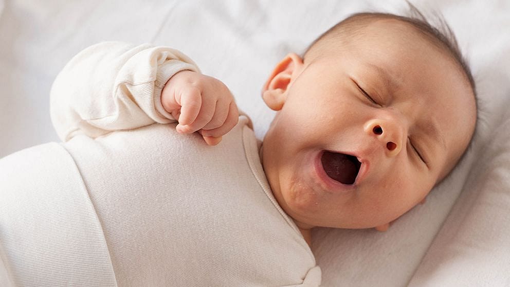 Baby yawning