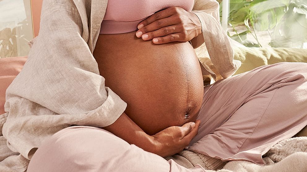Pregnant belly.