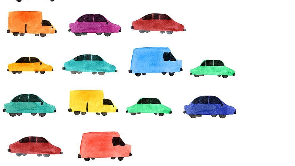 Diagram of colourful cars.