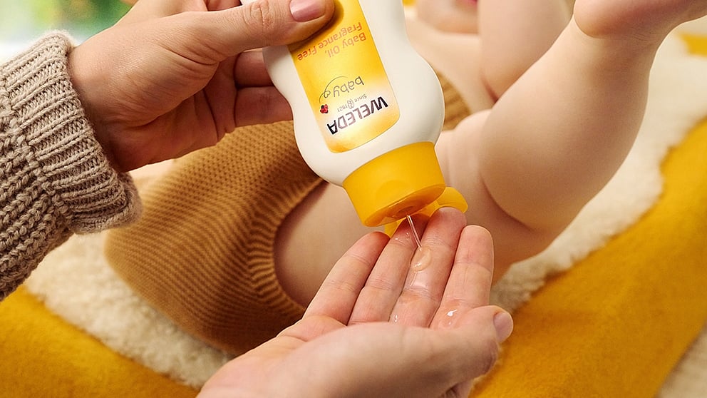 Calendula Baby Oil Fragrance free application on baby